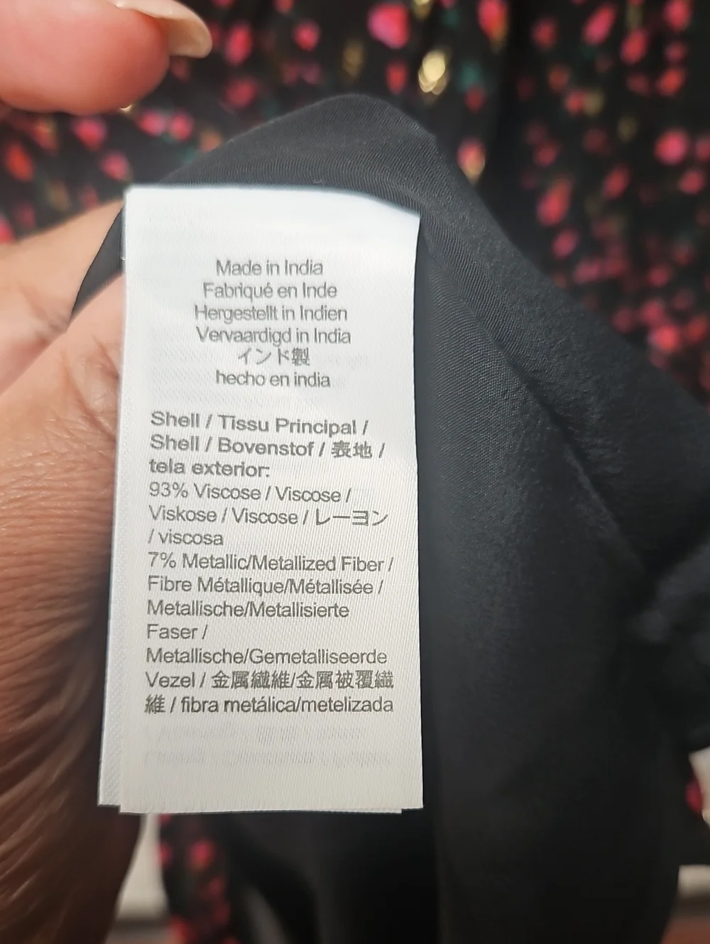 J. Crew Black Floral V-Neck Long-Sleeve Dress